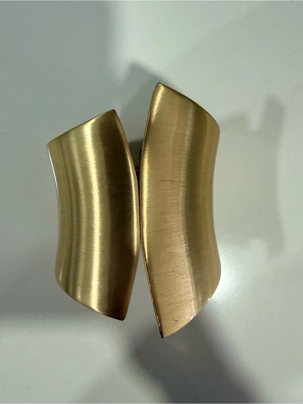 Gold Metal Asymmetrical Cuff Bracelet Hinged Closure